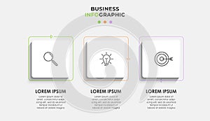 Vector Infographic design business template with icons and 3 options or steps. Can be used for process diagram, presentations