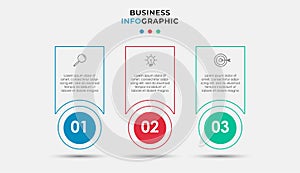 Vector Infographic design business template with icons and 3 options or steps. Can be used for process diagram, presentations