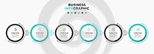 Vector Infographic design business template with icons and 6 options or steps. Can be used for process diagram, presentations