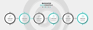 Vector Infographic design business template with icons and 6 options or steps. Can be used for process diagram, presentations