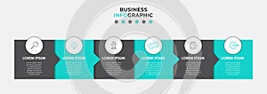 Vector Infographic design business template with icons and 6 options or steps. Can be used for process diagram, presentations