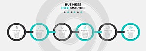 Vector Infographic design business template with icons and 6 options or steps. Can be used for process diagram, presentations