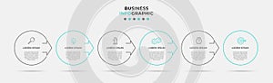 Vector Infographic design business template with icons and 6 options or steps. Can be used for process diagram, presentations