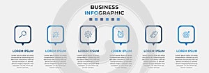 Vector Infographic design business template with icons and 6 options or steps. Can be used for process diagram, presentations