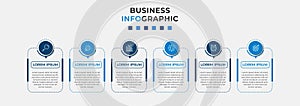 Vector Infographic design business template with icons and 6 options or steps. Can be used for process diagram, presentations