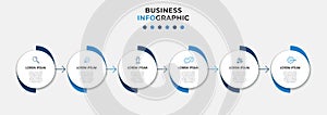 Vector Infographic design business template with icons and 6 options or steps. Can be used for process diagram, presentations