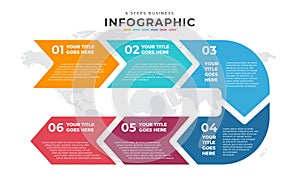 Vector Infographic design with icons and 6 options or steps. Infographics for business concept. Can be used for presentations