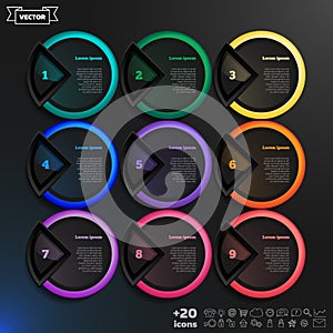 Vector infographic design list with colorful circles.