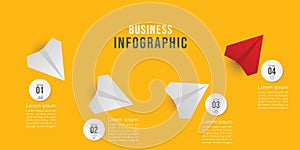 Vector Infographic design with paper planes and 4 options or steps. Infographics for business concept. photo