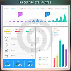 Vector Infographic design templates. Set of charts and elements.