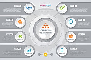 Vector Infographic design white circles with world map. Eps 10