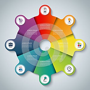 Vector infographic elements. Circle business template with 8 options