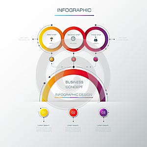 Vector Infographic label design with icons and 3 options or steps.