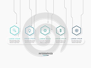 Vector Infographic label design template with icons and 5 options or steps.