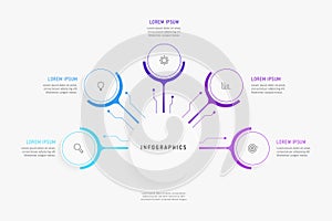 Vector Infographic label design template with icons and 5 options or steps.