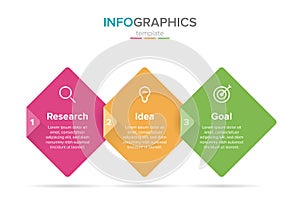 Vector infographic label template with icons. 3 options or steps. Infographics for business concept. Can be used for