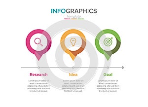 Vector infographic label template with icons. 3 options or steps. Infographics for business concept. Can be used for