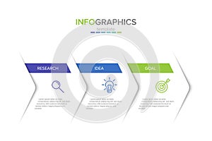 Vector infographic label template with icons. 3 options or steps. Infographics for business concept. Can be used for