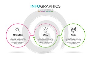 Vector infographic label template with icons. 3 options or steps. Infographics for business concept. Can be used for