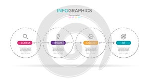 Vector infographic label template with icons. 4 options or steps. Infographics for business concept.
