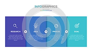 Vector infographic label template with icons. 4 options or steps. Infographics for business concept. Can be used for