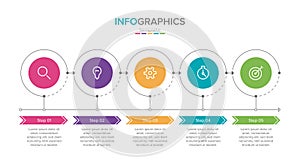 Vector infographic label template with icons. 5 options or steps. Infographics for business concept.