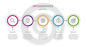 Vector infographic label template with icons. 5 options or steps. Infographics for business concept. Can be used for