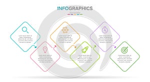 Vector infographic label template with icons. 5 options or steps. Infographics for business concept. Can be used for