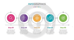 Vector infographic label template with icons. 5 options or steps. Infographics for business concept. Can be used for