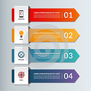 Vector infographic options banner with 4 arrows