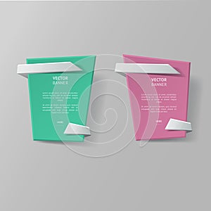 Vector infographic origami banners set.