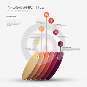 Vector Infographic round diagonal layers desks template