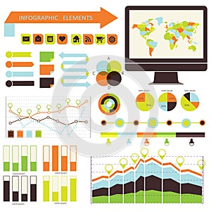 Vector infographic. set orange-green