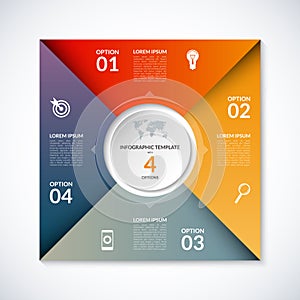 Vector infographic square template with 4 options