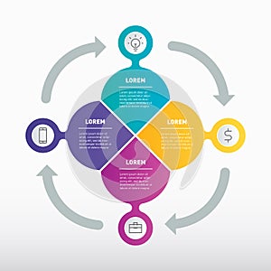 Vector infographic of technology or education process. Business presentation concept with four options. Part of the report with