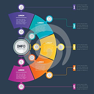 Vector infographic of technology or education process with 5 ste