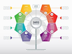 Vector infographic of technology or education process with 8 ste