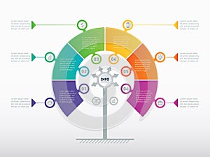 Vector infographic of technology or education process with 6 ste