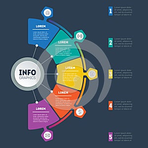 Vector infographic of technology or education process with 5 ste