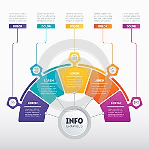 Vector infographic of technology or education process with 5 ste