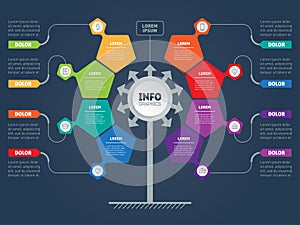 Vector infographic of technology or education process with 8 ste