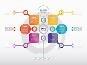 Vector infographic of technology or education process with 6 ste