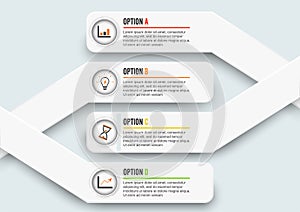 Vector infographic template with 3D paper label, integrated circles. Business concept with 4 options. For content, diagram,