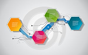 Vector infographic template with 3D paper label, integrated circles. Can be used for workflow layout, diagram, business step optio