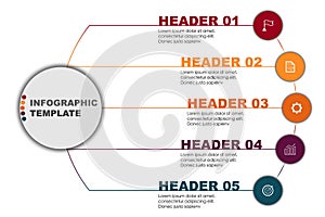 Vector infographic template with 5 wizard steps of startup progress