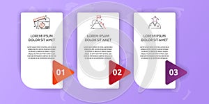 Vector infographic template. Business banner with 3 options and arrows