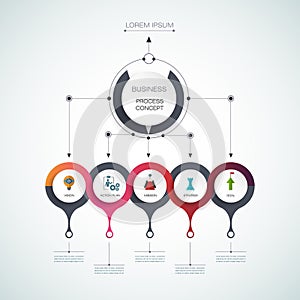Vector infographic template, Business process concept with options