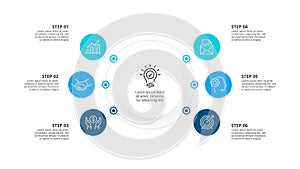 Vector infographic template with circles. Business concept with 6 options