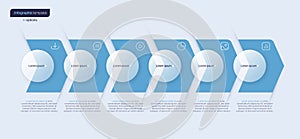 Vector infographic template composed of 6 circles and arrows