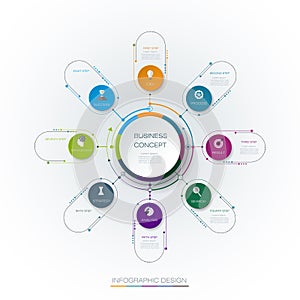 Vector infographic template with 3D paper label, integrated circles photo